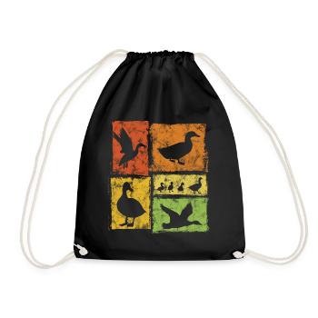 Duck Perspectives - Retro Graphic - Drawstring Bag - black - Front