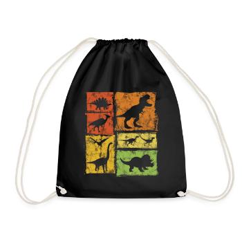 Vintage Dinosaur Graphic - Drawstring Bag - black - Front