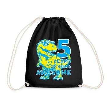DINO 5 JAHRE DINOSAURIER 5. GEBURTSTAG - Turnbeutel - Schwarz - Vorne