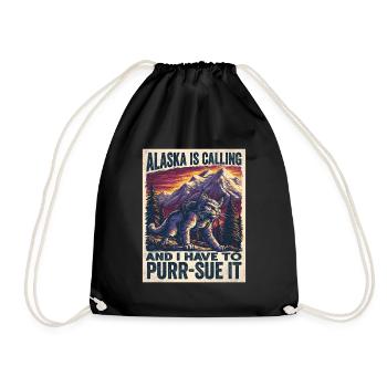 Alaska Is Calling Cat Holiday Pun - Drawstring Bag - black - Front