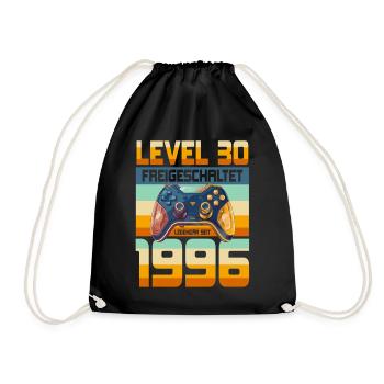 30. Geburtstag Mann Frau 1996 Gaming Gamer Level - Turnbeutel - Schwarz - Vorne