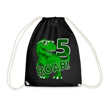DINO 5 JAHRE DINOSAURIER 5. GEBURTSTAG - Turnbeutel - Schwarz - Vorne