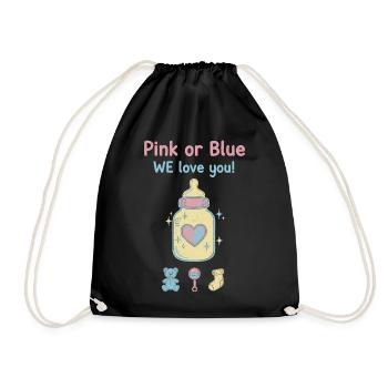 Gender Reveal Pink Or Blue We Love You Baby Shower - Drawstring Bag - black - Front