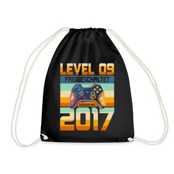 9. Geburtstag Junge Mädchen 2017 Gaming Gamer - Turnbeutel - Schwarz - Vorne