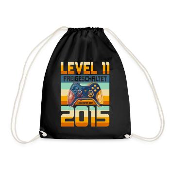11. Geburtstag Junge Mädchen 2015 Gaming Level 11 - Turnbeutel - Schwarz - Vorne