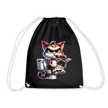 Katze Toilette Zeitung - Turnbeutel - Schwarz - Vorne