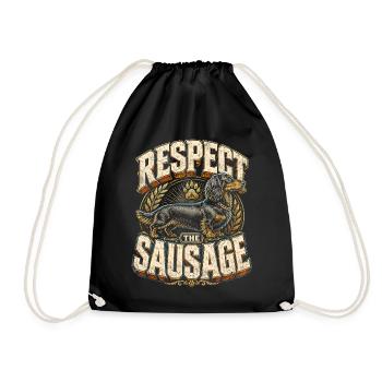 Dachshund Wire-haired Dachshund Respect The Sausage - Drawstring Bag - black - Front