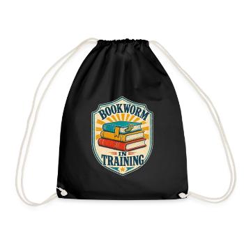 Bookworm In Training, Funny Reader Gift for Kids - Drawstring Bag - black - Front