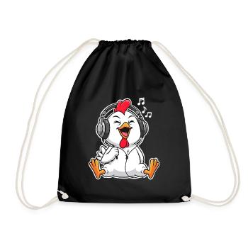 Poussins de poulet chantant Écoutant de la musique - Sac de sport léger - noir - Devant