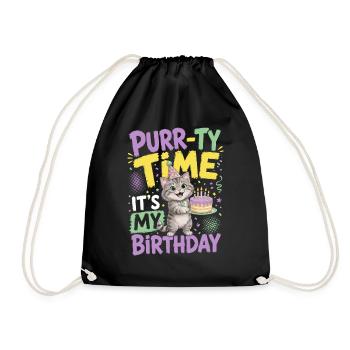 Ronronn-ty Temps Fête Chat Chapeau Anniversaire - Sac de sport léger - noir - Devant