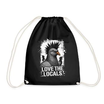 Love The Locals Crowned Pigeon Vintage Style Bird - Drawstring Bag - black - Front