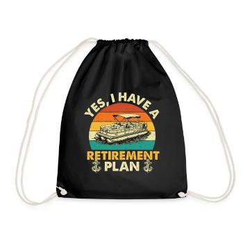 Retirement Plan Pontoon Lake Life Captain - Drawstring Bag - black - Front
