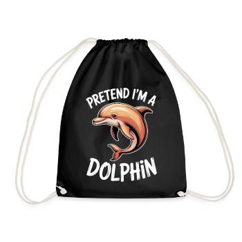 Delphin Sprüche Delphine Lustig Delphin Geschenk - Turnbeutel - Schwarz - Vorne