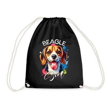 Beagle Mädchen Beagle - Turnbeutel - Schwarz - Vorne