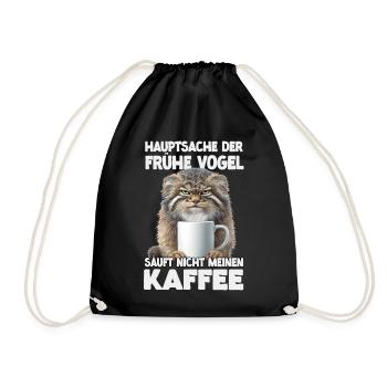 Pallas Cat Manul Kaffee Motiv | Grumpy Wildkatze  - Turnbeutel - Schwarz - Vorne