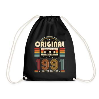 35th Birthday Gift Vintage July Vintage 1991 - Drawstring Bag - black - Front