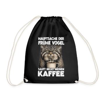 Pallas's Katze Manul Kaffee Fan Katzen - Turnbeutel - Schwarz - Vorne