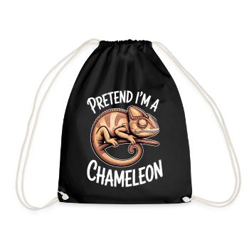 Chameleon Sayings Funny Chameleon Gift - Drawstring Bag - black - Front