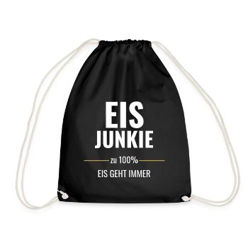 Eis Junkie zu 100% Eis geht immer - Turnbeutel - Schwarz - Vorne