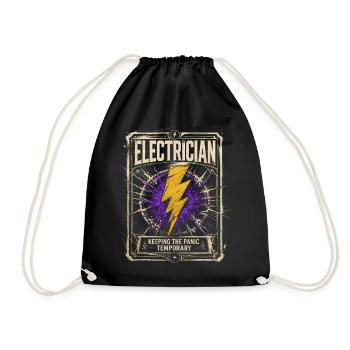 Funny Electrician Quote Retro Workshop Design - Drawstring Bag - black - Front