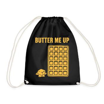 Breakfast Butter Me Up Funny Brunch Coffee Pancake - Drawstring Bag - black - Front