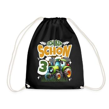 Cadeau de tracteur pour le 3e anniversaire - Sac de sport léger - noir - Devant