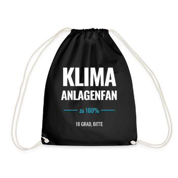 Klimaanlagenfan zu 100% 18 Grad bitte - Turnbeutel - Schwarz - Vorne