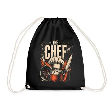 Funny Chef Cooking Quote Retro Kitchen Design - Drawstring Bag - black - Front
