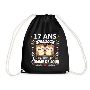 Hiboux Amour Nuit Jour 17 ans - Sac de sport léger - noir - Devant
