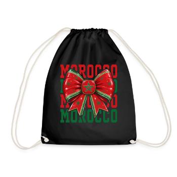 Morocco Flag Bow | Moroccan Coquette Style - Drawstring Bag - black - Front