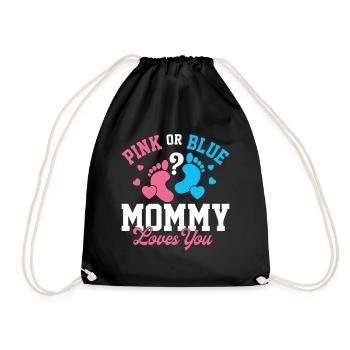 Pink Or Blue Mommy Loves You Gender Reveal - Drawstring Bag - black - Front