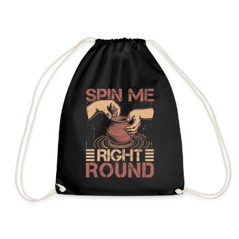 Gifts For Pottery Makers Spin Me Right Round - Drawstring Bag - black - Front