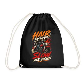 Bald Biker Humor | Badass Skeleton Motorcycle - Drawstring Bag - black - Front