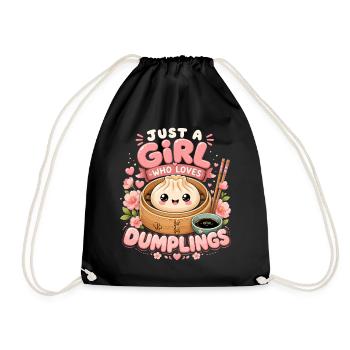 Just A Girl Who Loves Dumplings | Vintage Kawaii - Drawstring Bag - black - Front