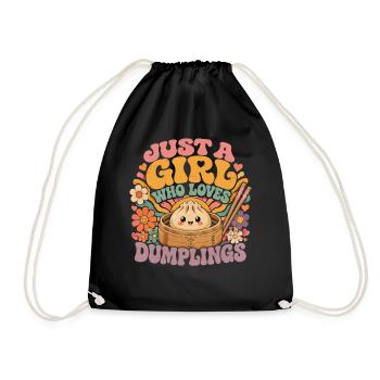 Just A Girl Who Loves Dumplings | Vintage Kawaii - Drawstring Bag - black - Front