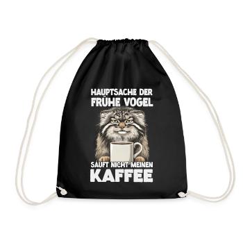 Pallas's Katze Manul Kaffee Katze Humor Fan - Turnbeutel - Schwarz - Vorne