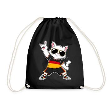 Deutschland Katze Sonnenbrille Flaggen Art - Turnbeutel - Schwarz - Vorne