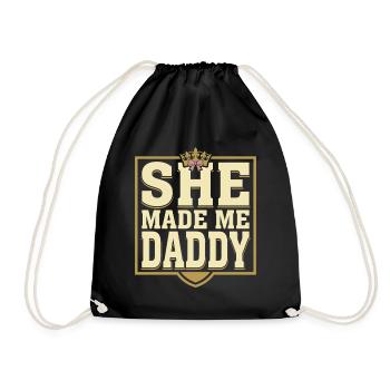 First Father's Day Gift for Girl, Dad - Drawstring Bag - black - Front