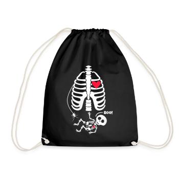 Squelette cœur rouge et Boo - Sac de sport léger - noir - Devant