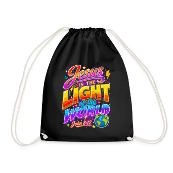 Jesus Light World VBS Johannes 8,12 - Turnbeutel - Schwarz - Vorne