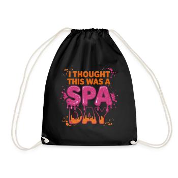 I Thought This Was A Spa Day Lustiger Wellness - Drawstring Bag - black - Front