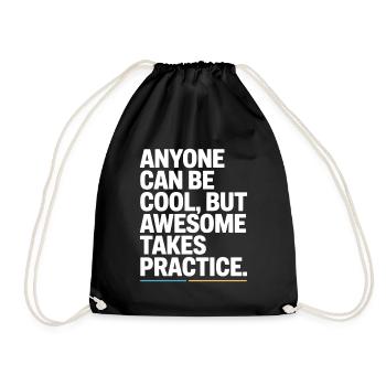 Anyone Can Be Cool Awesome Nerd Gamer Geek Irony - Drawstring Bag - black - Front