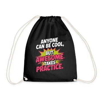 Anyone Can Be Cool Awesome Nerd Gamer Geek Irony - Drawstring Bag - black - Front