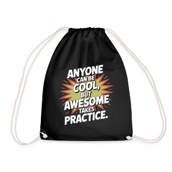 Anyone Can Be Cool Awesome Nerd Gamer Geek Irony - Drawstring Bag - black - Front