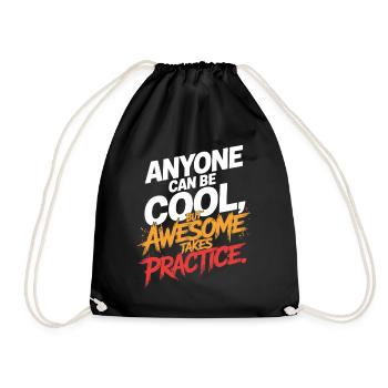 Anyone Can Be Cool Awesome Nerd Gamer Geek Irony - Drawstring Bag - black - Front