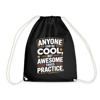 Anyone Can Be Cool Awesome Nerd Gamer Geek Irony - Drawstring Bag - black - Front