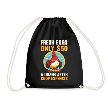 Farmer Rooster Flock Poultry Chicken - Drawstring Bag - black - Front
