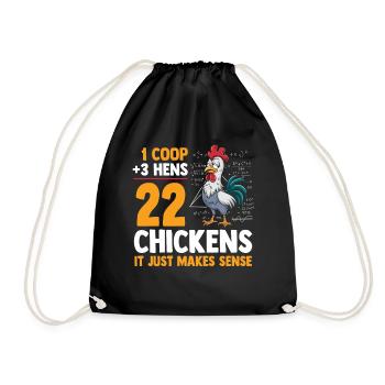 Farmer Rooster Flock Poultry Math Chicken - Drawstring Bag - black - Front