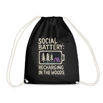 Social Battery Recharging In The Woods - Drawstring Bag - black - Front