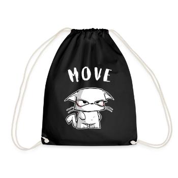 Genervte Comic Katze "MOVE" - Sarkasmus Shirt - Turnbeutel - Schwarz - Vorne